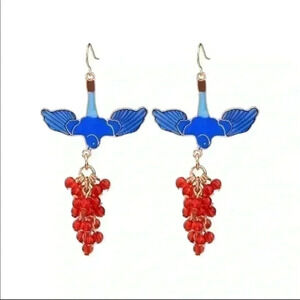Bird berry Statement Earrings